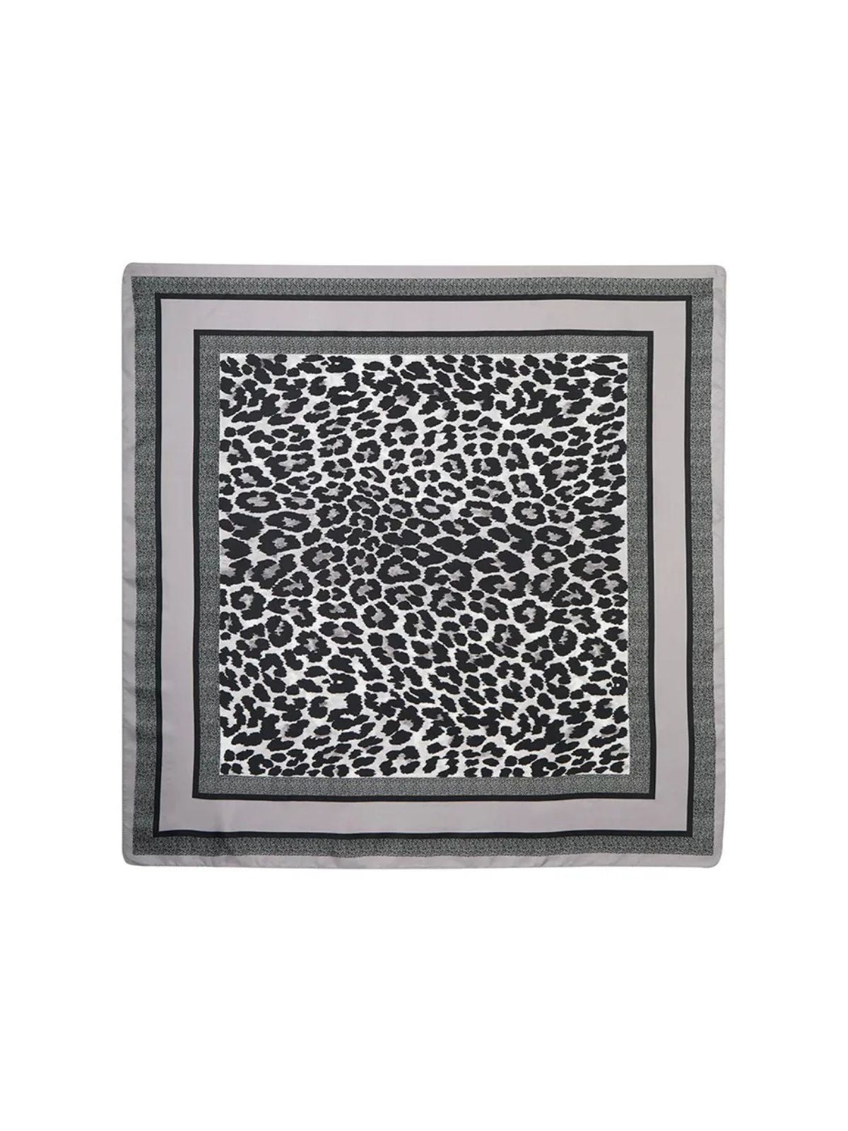 Foulard carré soyeux, imprimé léopard noir et gris, foulard 90x90 cm, accessoire femme printemps été, écharpe légère cou tête épaules, modèle Giselle - Écharpe - Noir
