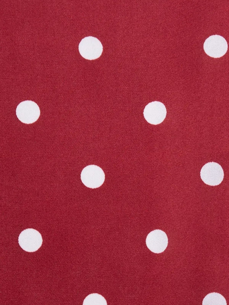 Foulard en aspect soie, rouge bordeaux à pois blancs, carré 90x90 cm, accessoire chic pour cheveux et cou, modèle Karenne - Écharpe - Bordeaux