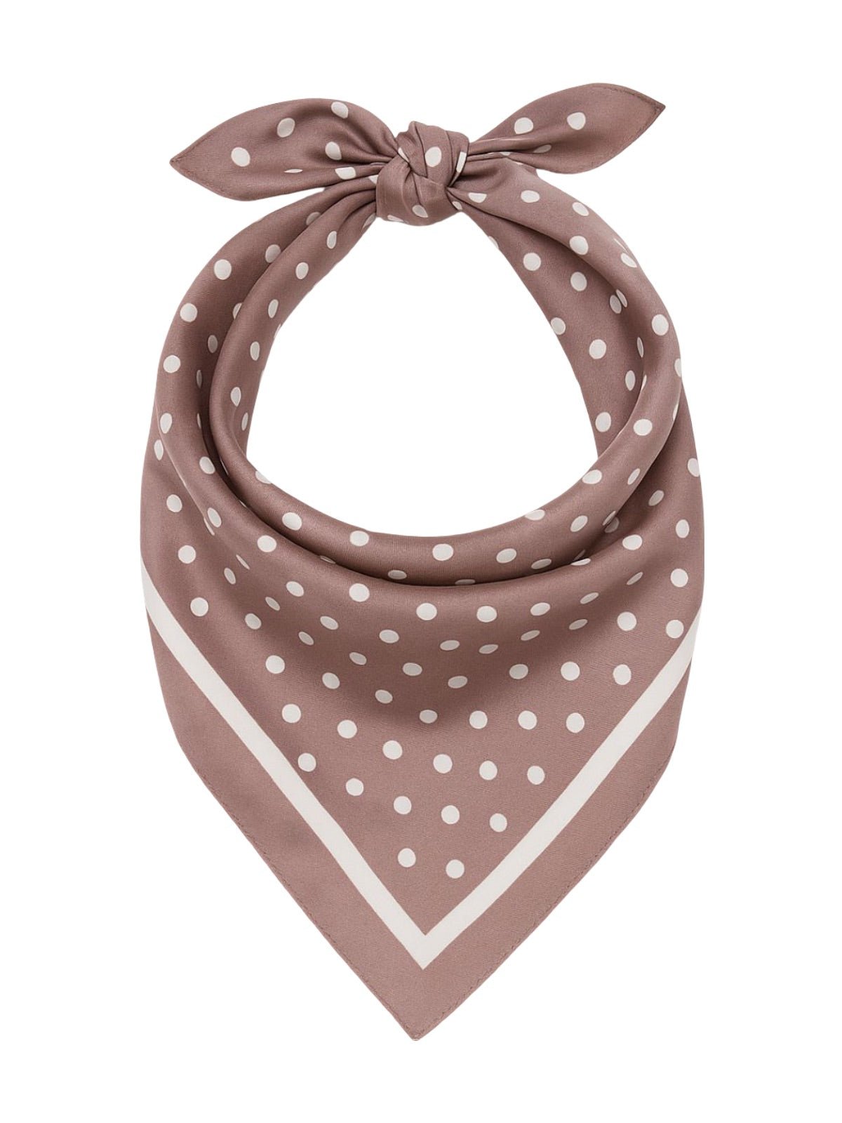 Foulard femme aspect soie, carré à pois, accessoire cheveux noué, châle léger printemps, foulard cou soyeux, modèle Kristina - Écharpe - Beige