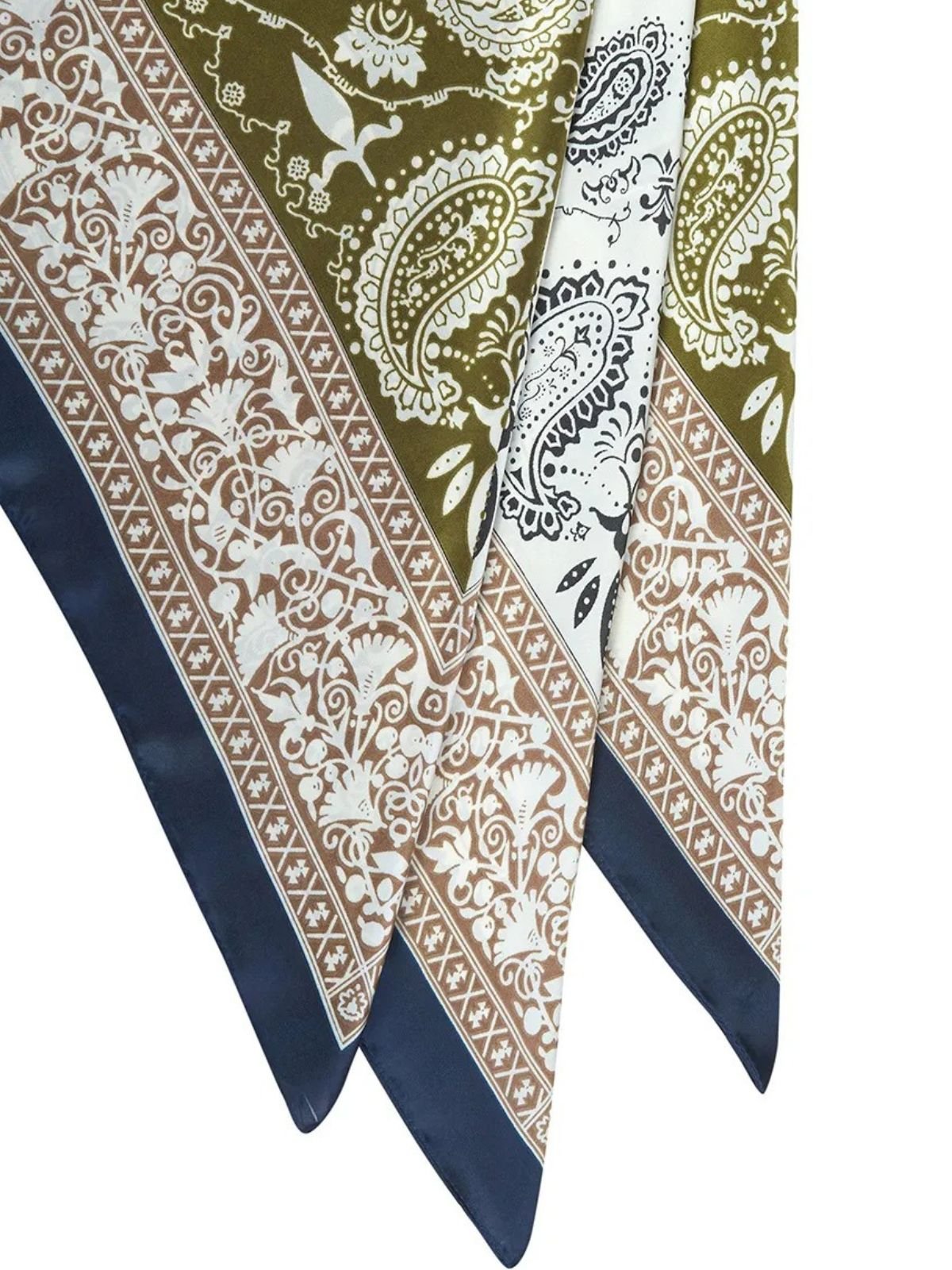 Foulard femme aspect soie viscose, carré 90x90, motif cachemire multicolore, accessoire cheveux, écharpe fine légère, style chic printemps été, cadeau original modèle Clémence - Écharpe - Cachemire