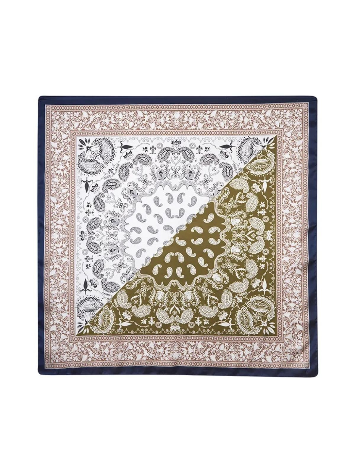 Foulard femme aspect soie viscose, carré 90x90, motif cachemire multicolore, accessoire cheveux, écharpe fine légère, style chic printemps été, cadeau original modèle Clémence - Écharpe - Cachemire