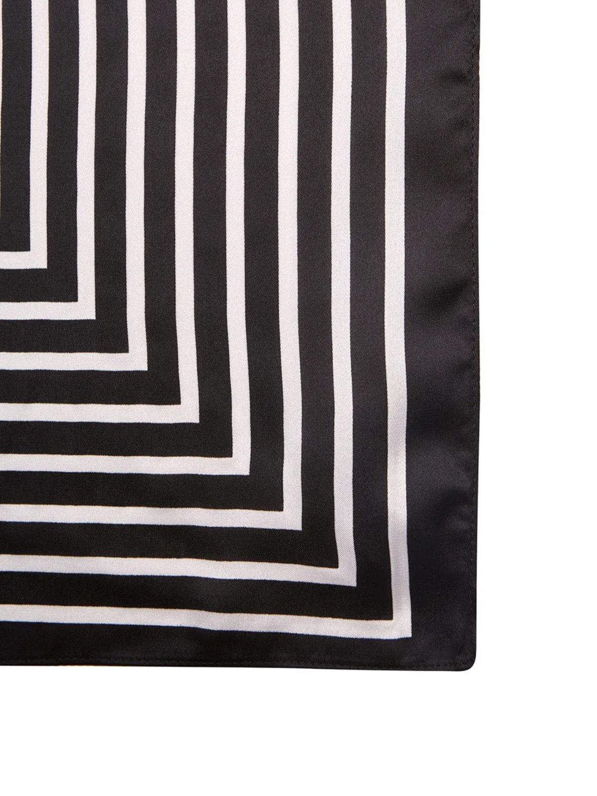 Foulard femme carré, soie mélangée légère, imprimé graphique noir et blanc, accessoire tête ou cou, idéal printemps été, idée cadeau femme, style moderne chic, modèle Musa - Écharpe - Noir