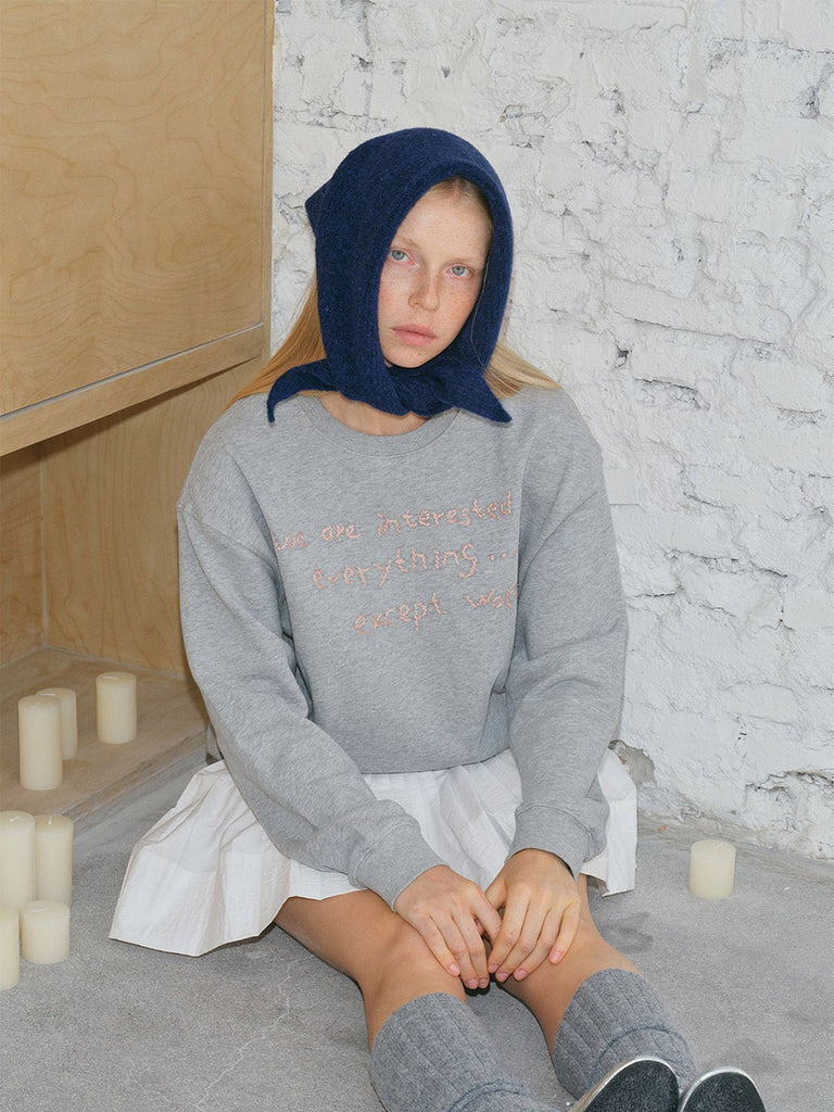 Foulard triangle laine mixte, écharpe courte chaude hiver, tour de cou doux femme homme, design géométrique original, accessoire stylé automne, modèle Ouline - Écharpe - Bleu marine