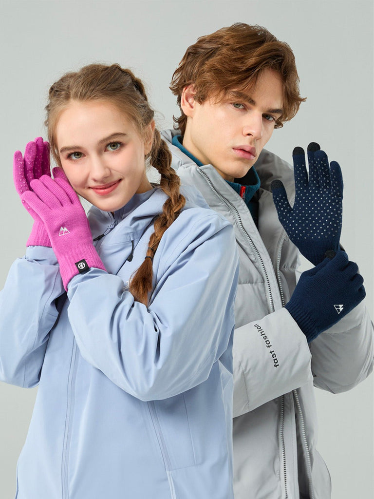 Gant hiver tactile, protection thermique main, accessoires ski antidérapants, doublure chaude, broderie discrète, modèle Loki - Gants - Bleu marine