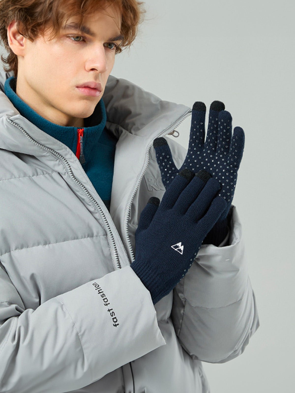 Gant hiver tactile, protection thermique main, accessoires ski antidérapants, doublure chaude, broderie discrète, modèle Loki - Gants - Bleu marine