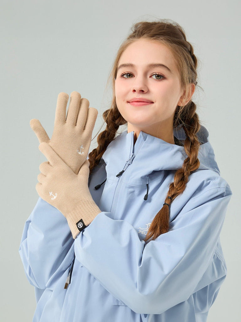 Gant hiver tactile, protection thermique main, accessoires ski antidérapants, doublure chaude, broderie discrète, modèle Loki - Gants - Beige