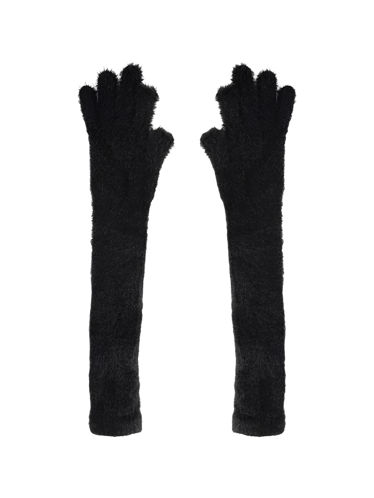 handschuhe mit kunstfell Langer Winterhandschuh für Damen, weiches Kunstfell, fingerloser Plüsc