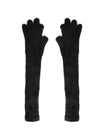 Gant long hiver femme, fausse fourrure doux, gant sans doigts peluche, gant violet crème noir, gant mode hiver chaud, modèle Likta - Écharpe - Noir
