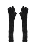 Gant long hiver femme, fausse fourrure doux, gant sans doigts peluche, gant violet crème noir, gant mode hiver chaud, modèle Likta - Écharpe - Noir