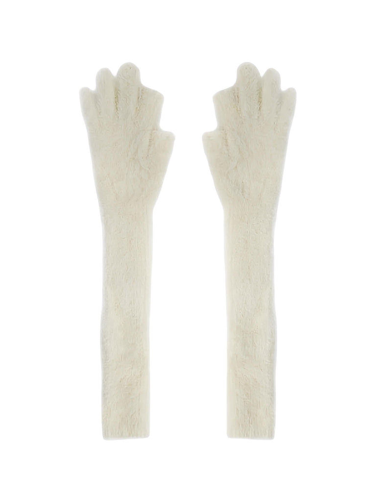 Guanto lungo invernale da donna, finta pelliccia morbida, guanto senza dita in peluche, guanto viola crema nero, guanto moda inverno caldo, modello Likta