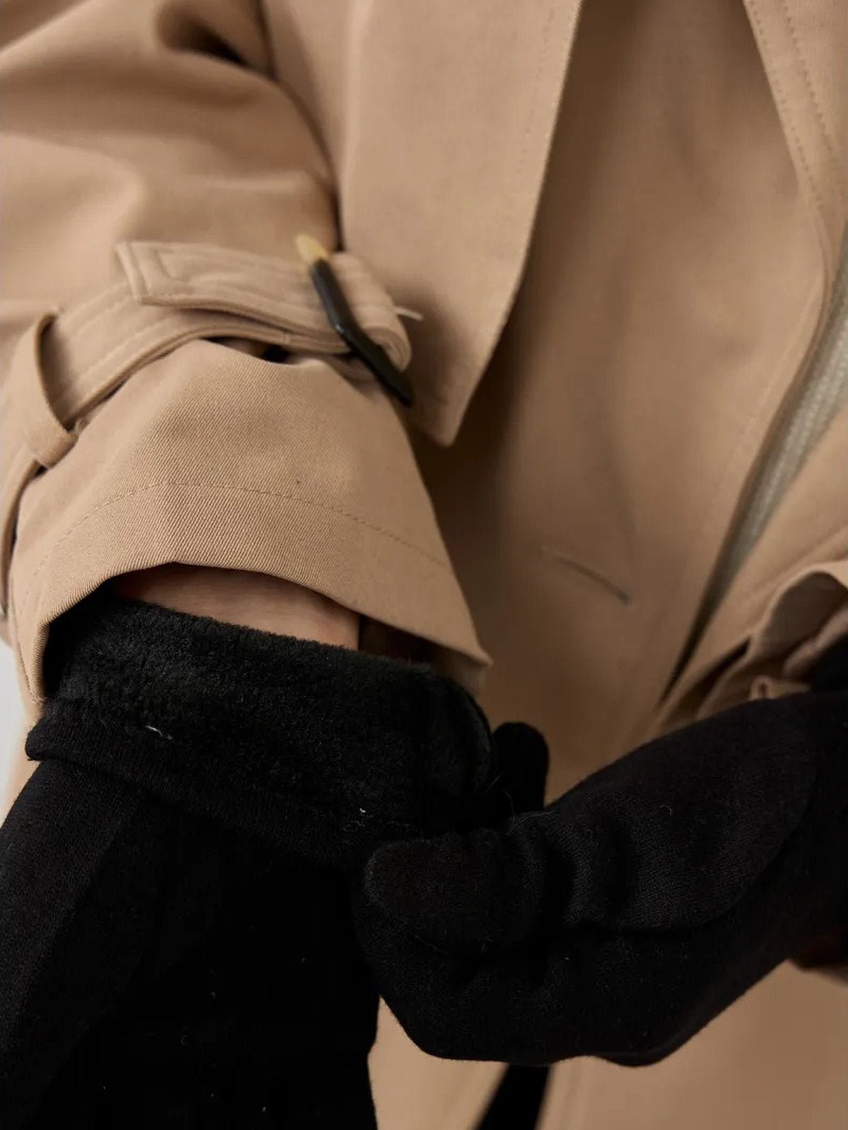 Gants d’hiver femme en suédine doublés polaire, toucher tactile, chauds et confortables, poignet en fausse fourrure, style minimal chic, parfaits pour le froid, modèle Zadolie - Écharpe - Noir