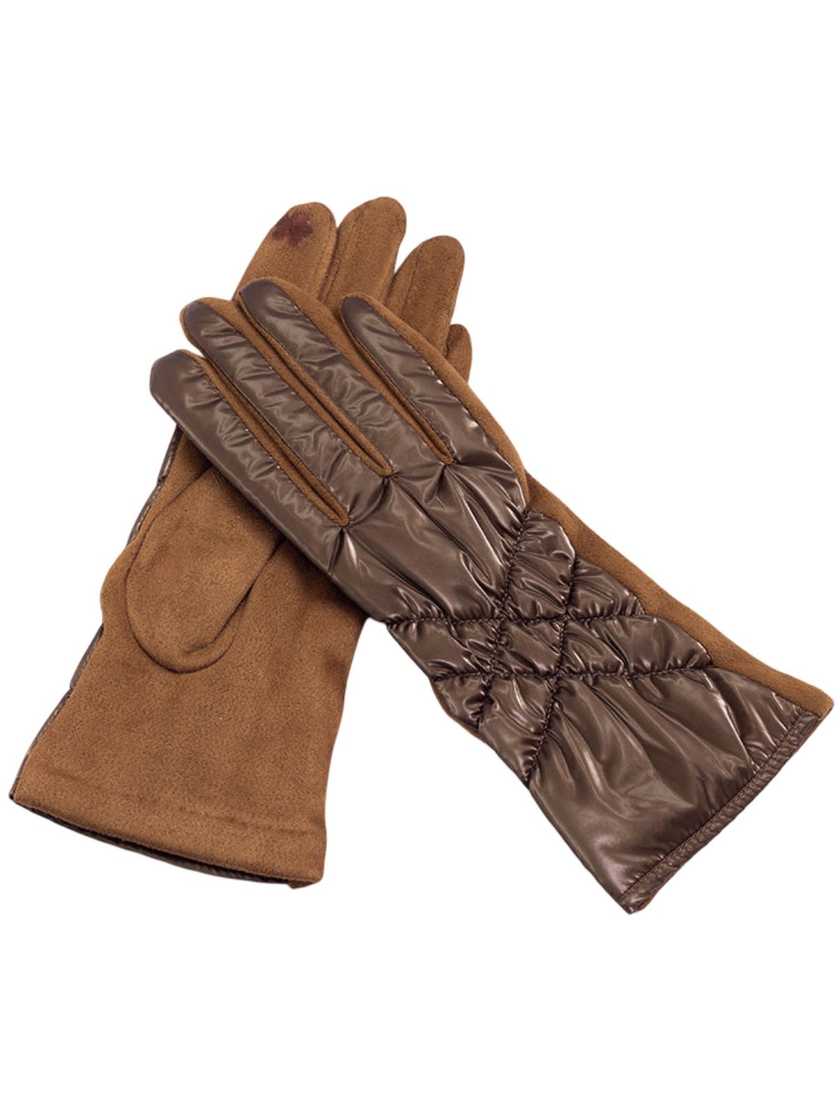 Gants d’hiver femme tactiles, chauds et imperméables, avec doublure polaire et finition velours, modèle Carlotta - Écharpe - Marron