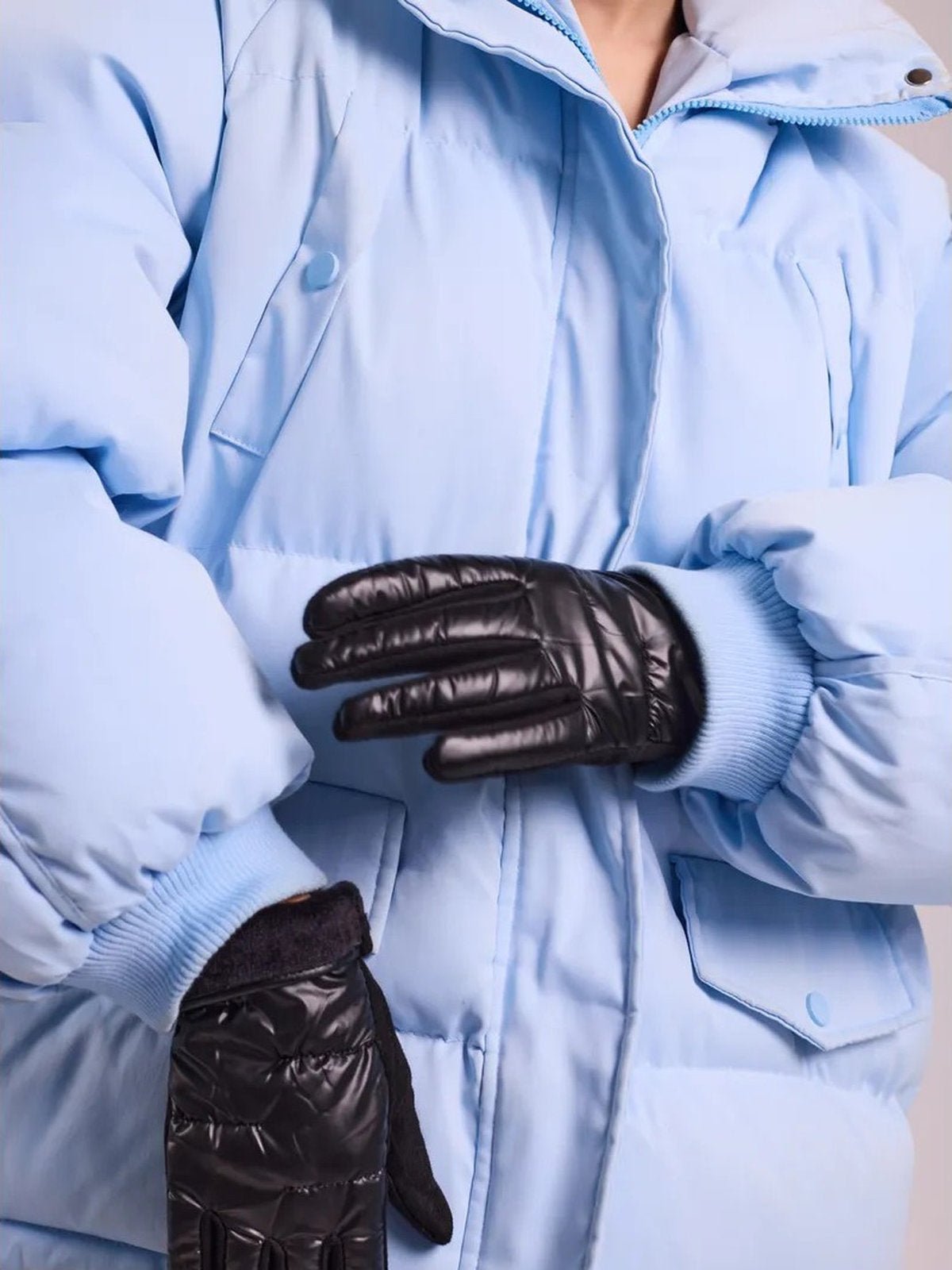 Gants d’hiver femme tactiles, chauds et imperméables, avec doublure polaire et finition velours, modèle Carlotta - Écharpe - Noir