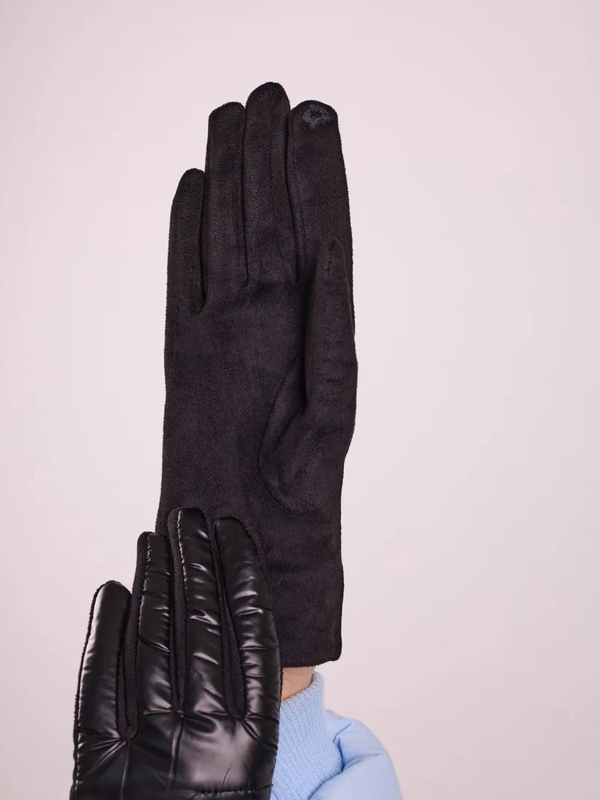 Gants d’hiver femme tactiles, chauds et imperméables, avec doublure polaire et finition velours, modèle Carlotta - Écharpe - Noir