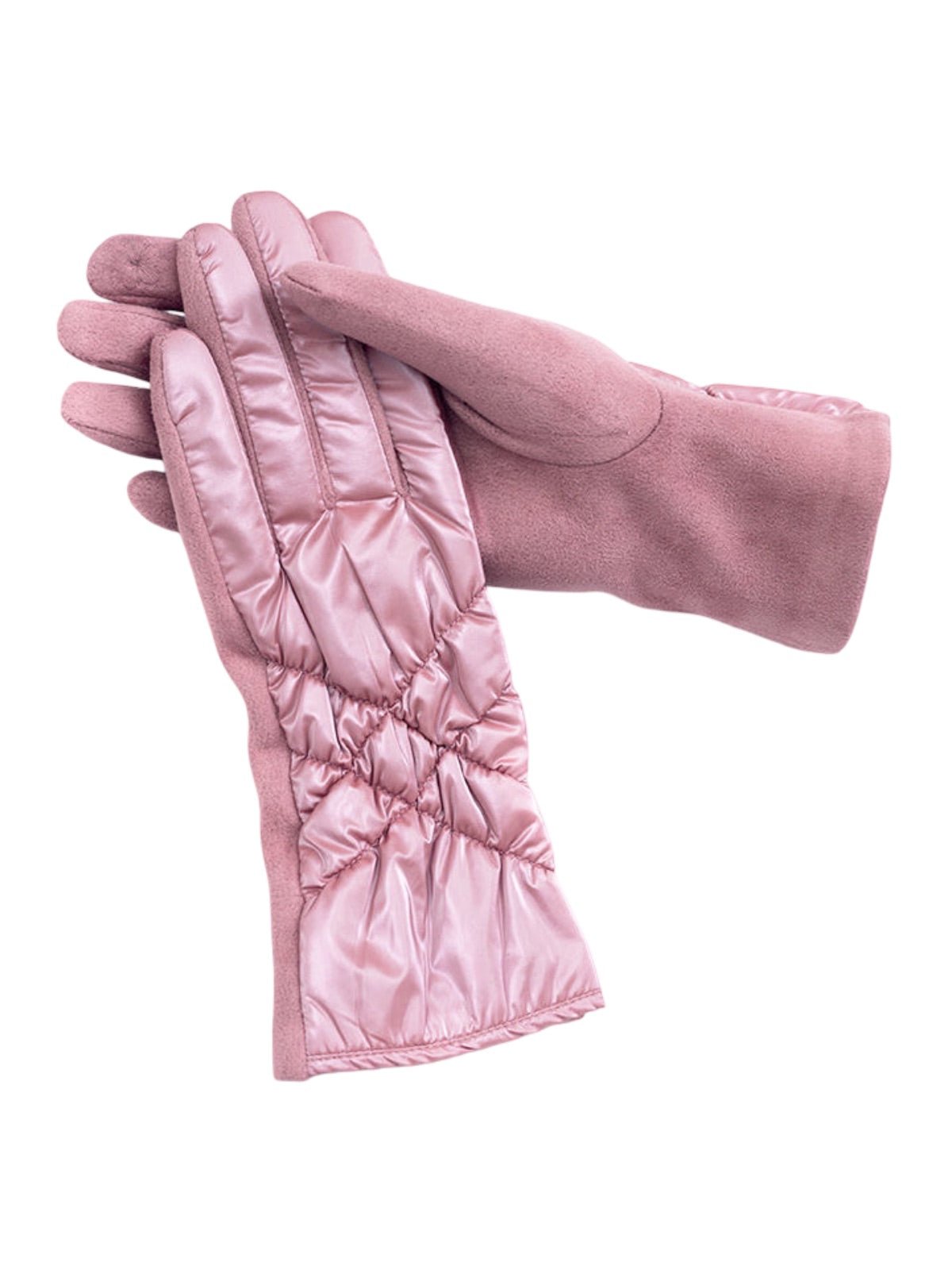 Gants d’hiver femme tactiles, chauds et imperméables, avec doublure polaire et finition velours, modèle Carlotta - Écharpe - Rose