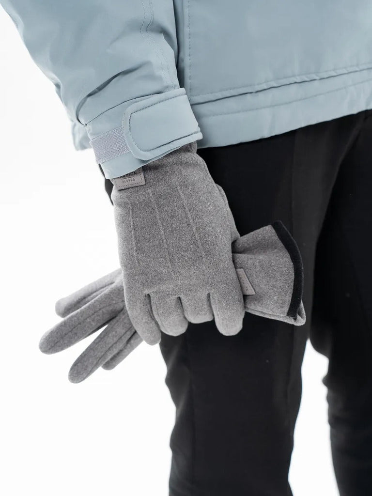 Gants d'hiver homme, tactiles, chauds en polyester, doublés en velours, résiste au froid, modèle Yann - Gants - Gris