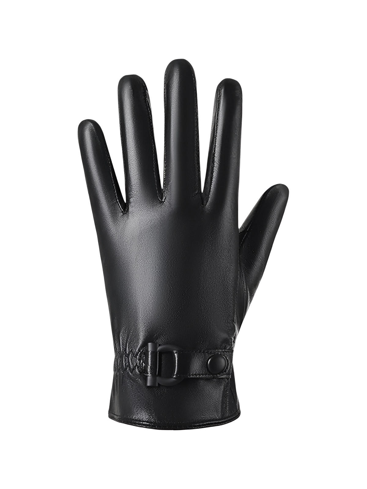 Gants en cuir homme hiver, doublure chaude, toucher tactile, style business, coupe ajustée, cuir noir, modèle Emmanuel