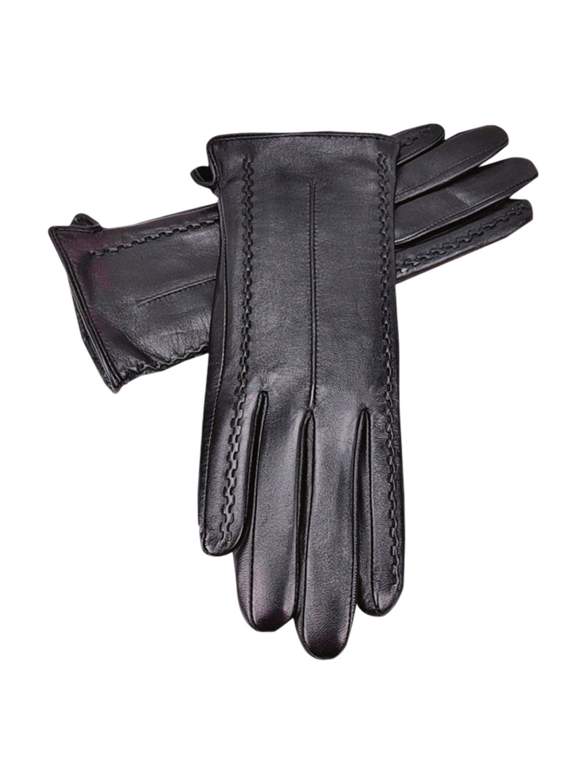 Gants en cuir noir femme, longs gants d’hiver tactiles doublés laine, accessoires chauds et élégants, modèle Guiseppa - Écharpe - Noir S