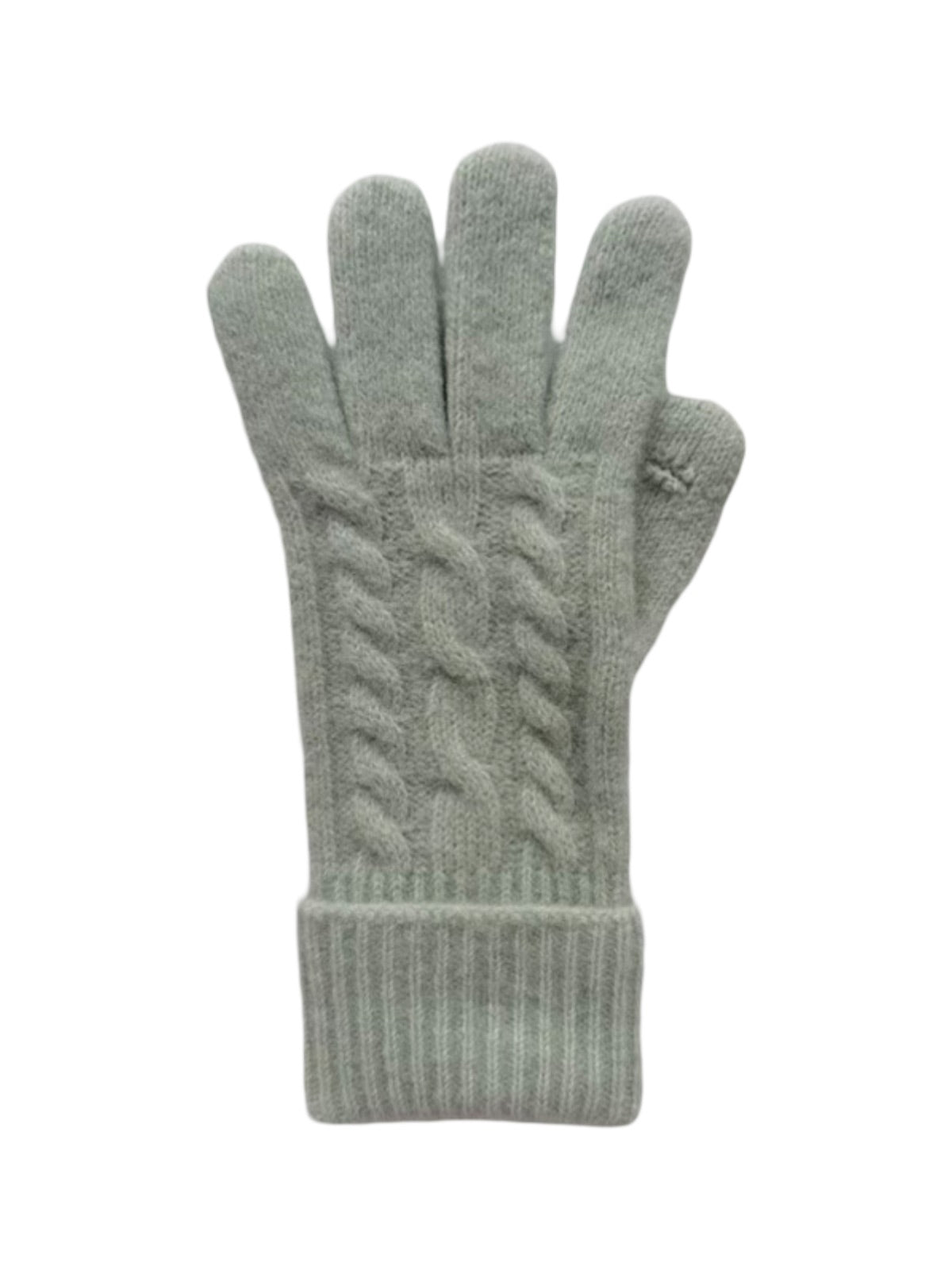 Gants femme hiver, fibre de lapin, maille torsadée douce, toucher tactile, chaud et léger, poignet long côtelé, modèle Patine - Gants - Vert