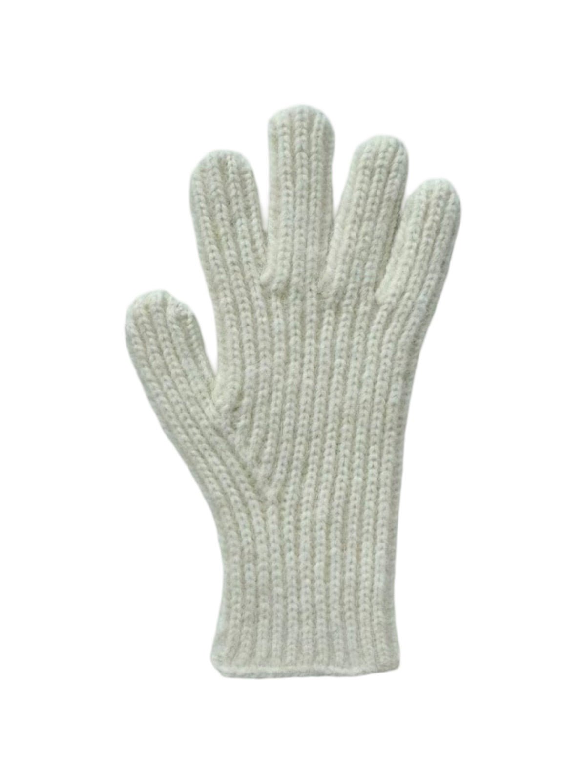 Gants hiver laine côtelée, maille épaisse tactile, douceur chaude unisexe, style casual coloré, taille unique, modèle Tyanne - Gants - Blanc