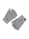 Gants hiver tricotés, modèle deux - en - un, sans doigts avec rabat, laine chaude, usage tactile, style unisexe, tricot épais, protection contre le froid, accessoire cosy, modèle Touns - Gants - Gris