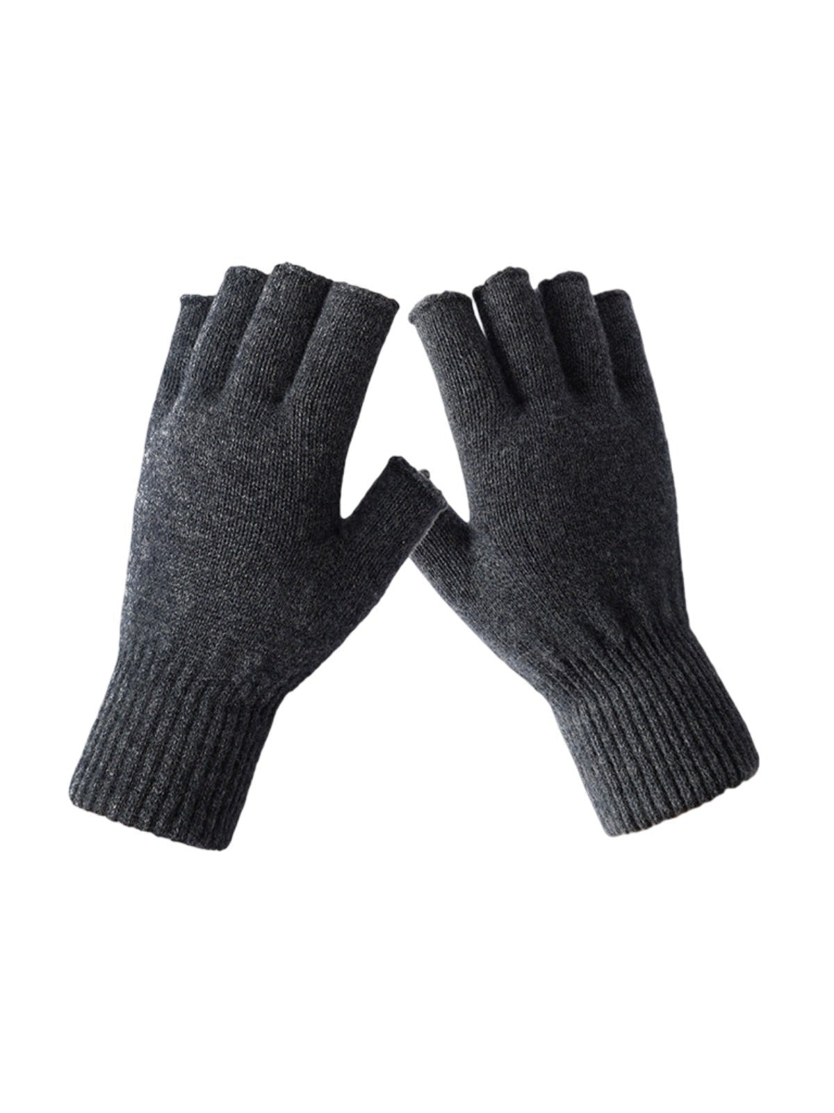Gants mitaine, demi - doigts, en laine chaude pour l’hiver, confort tricoté pour femme, style sobre et pratique, modèle Mita - Écharpe - Gris foncé