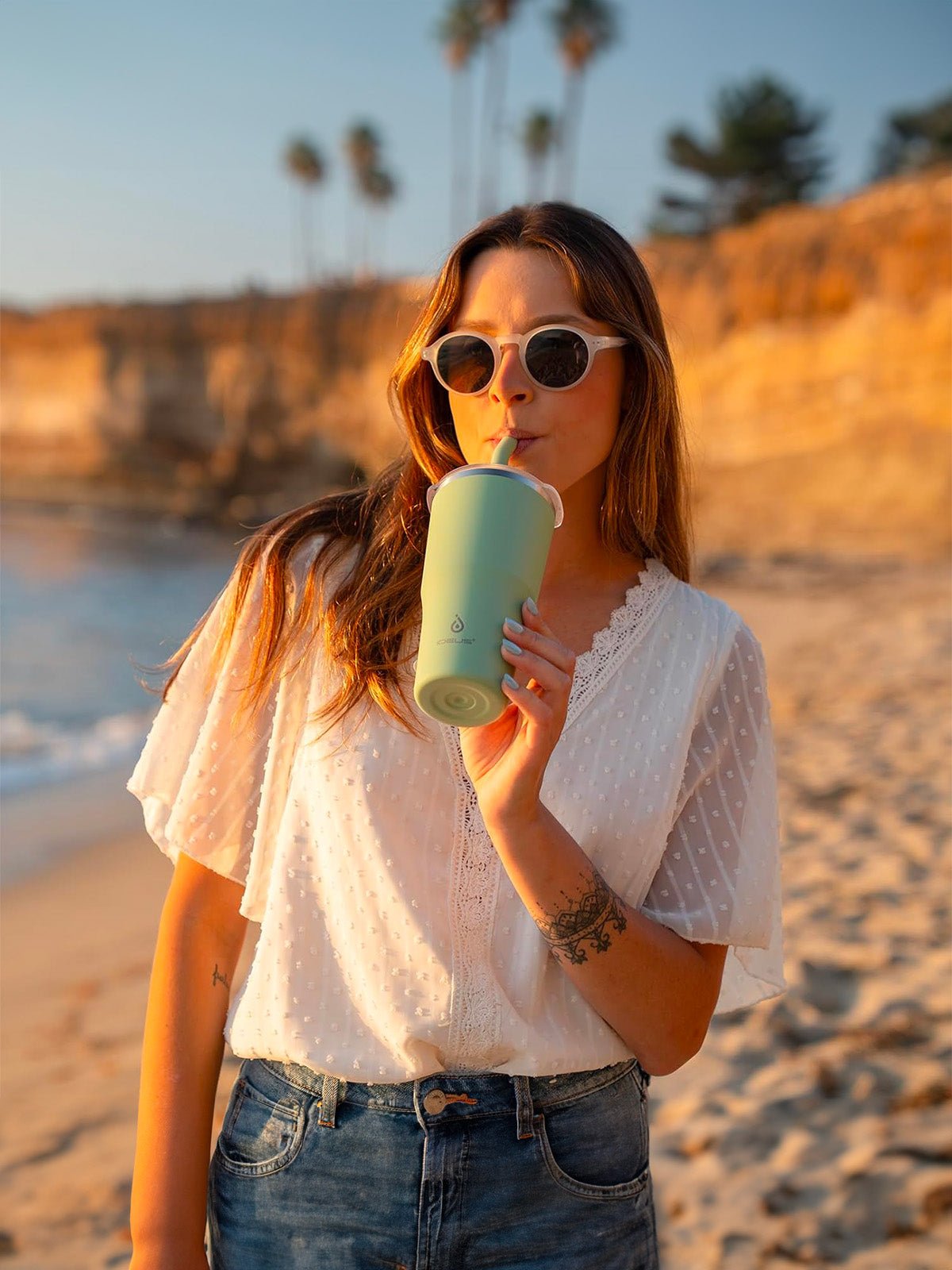 Gourde isotherme, gamme IDEUS, double couvercle, paille en inox, acier inoxydable 304, revêtement poudre, étanche, conserve chaud 12h, froid 6h, 532ml, large ouverture, nettoyage facile, sans BPA, modèle Spark - Gourde et Thermos - Vert