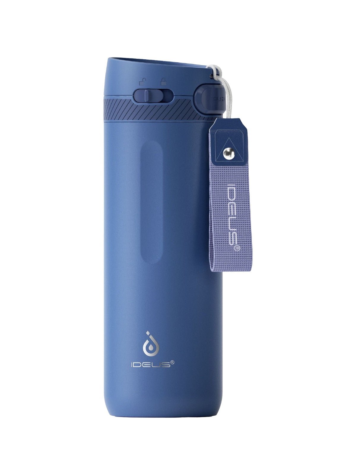 Gourde isotherme IDEUS, bouteille inox 304, double paroi, 600ml, conservation chaud froid, couvercle verrouillable, bouchon étanche, design sport, facile à nettoyer, modèle Torus - Gourde et Thermos - Bleu