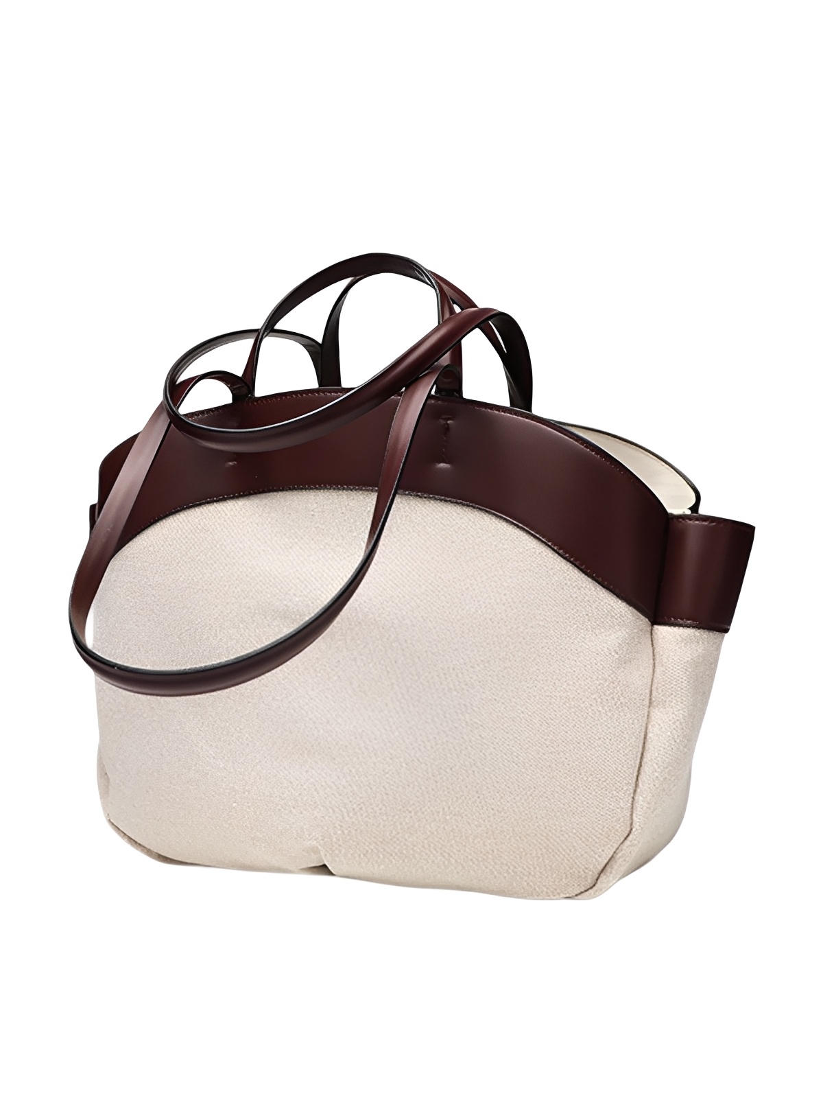 Grand sac à main, toile canvas anses en simili vegan, sac femme épaule main pochette amovible, modèle Eleonore - Sac à main - Café