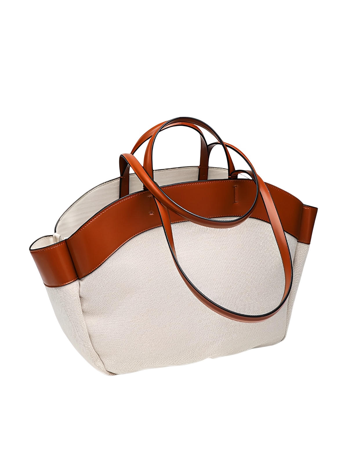Grand sac à main, toile canvas anses en simili vegan, sac femme épaule main pochette amovible, modèle Eleonore - Sac à main - Marron
