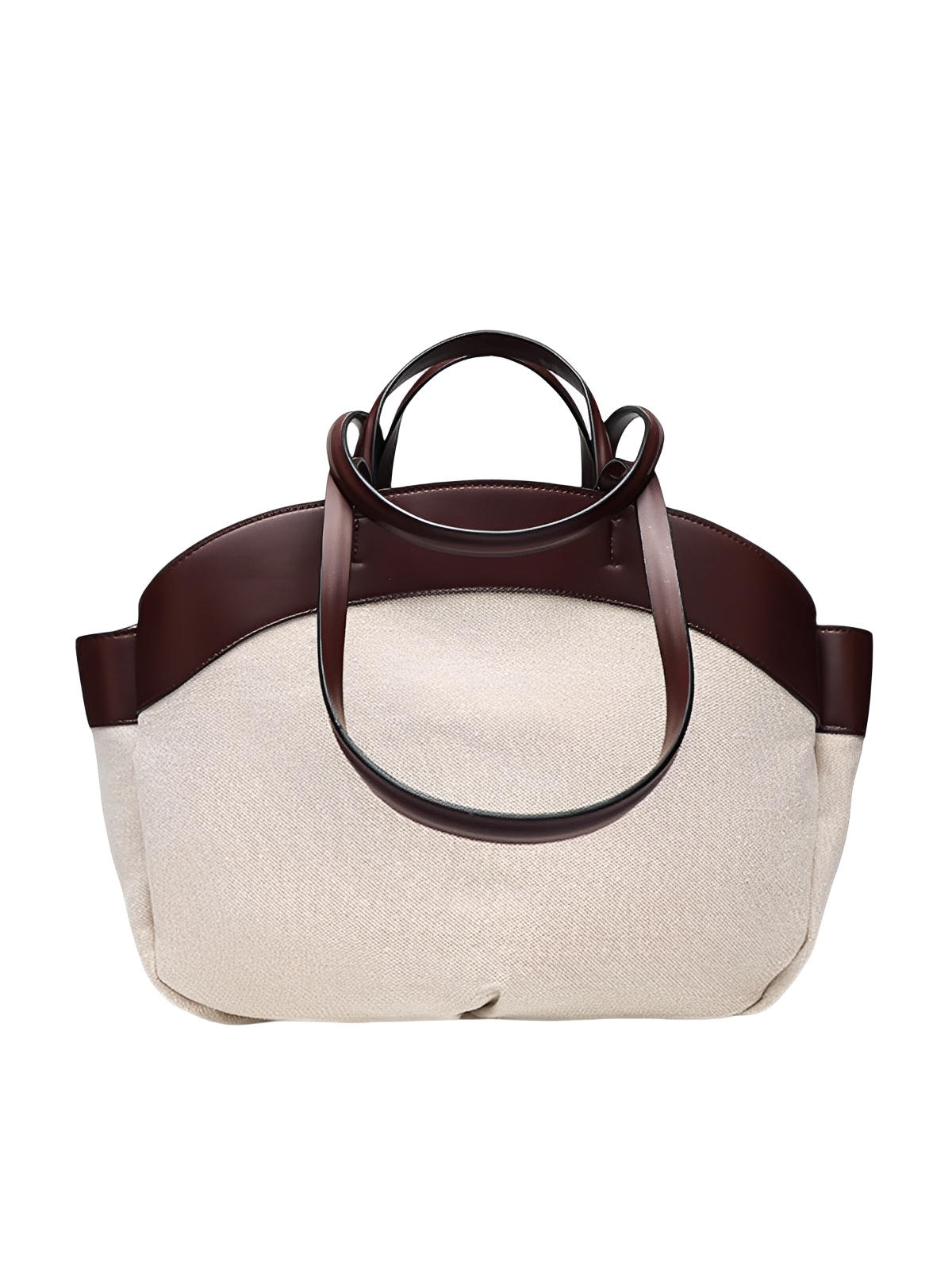 Grand sac à main, toile canvas anses en simili vegan, sac femme épaule main pochette amovible, modèle Eleonore - Sac à main - Café