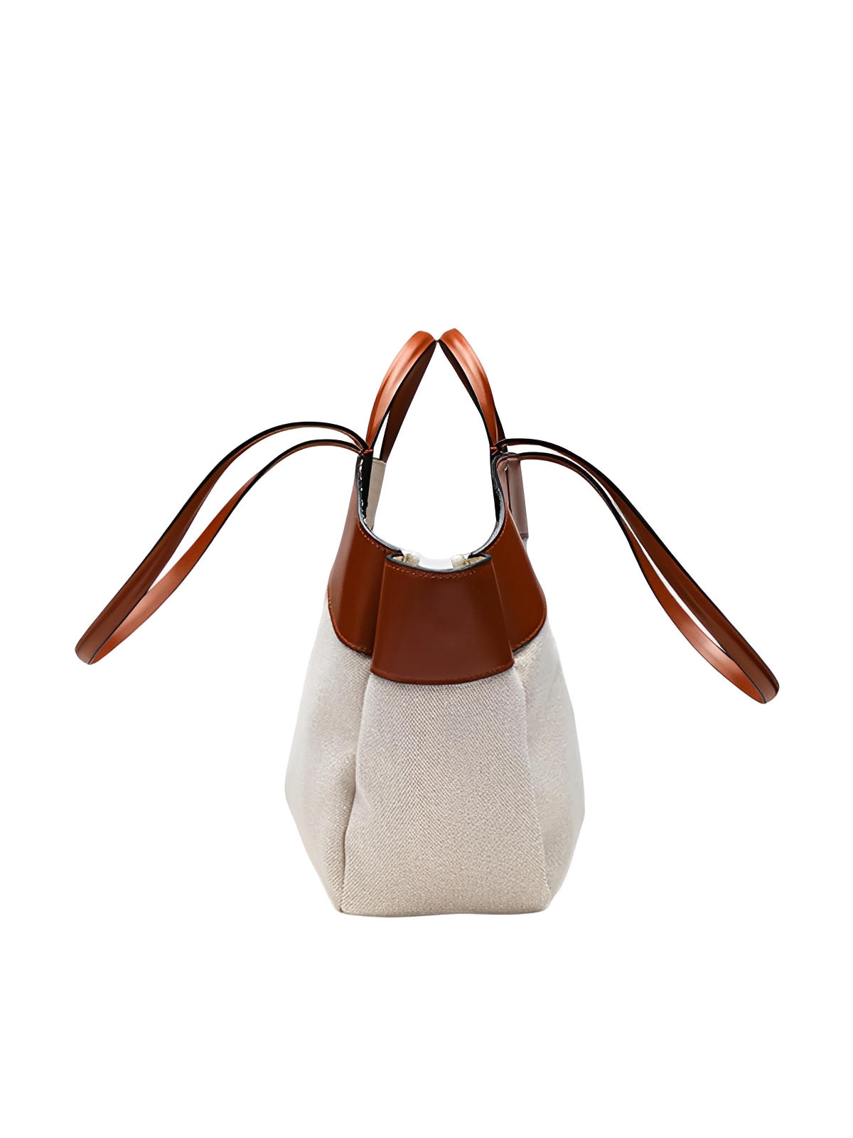 Grand sac à main, toile canvas anses en simili vegan, sac femme épaule main pochette amovible, modèle Eleonore - Sac à main - Marron