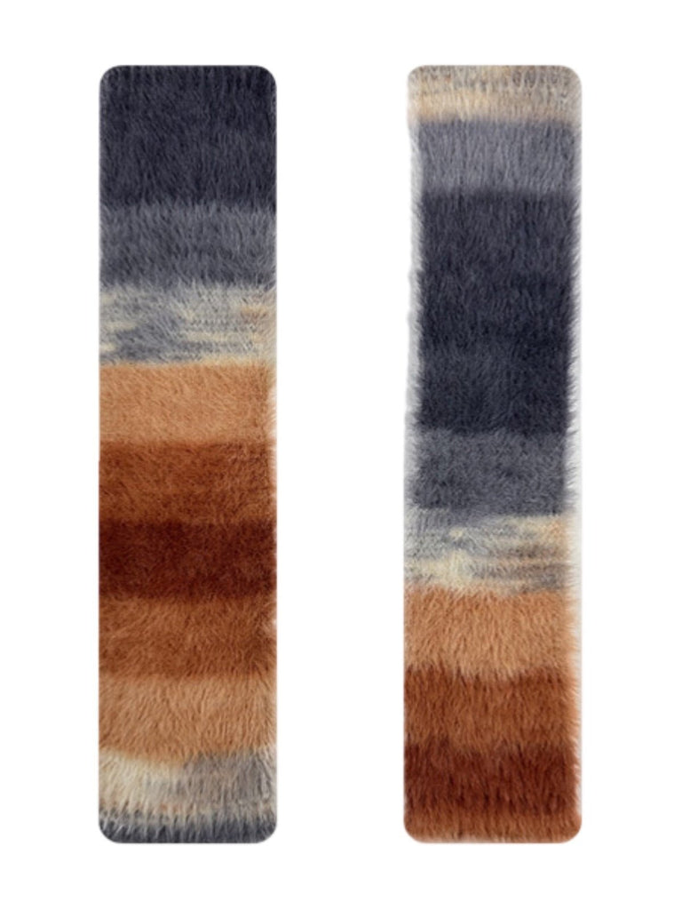 Guêtres douces moelleuses dégradé couleur, accessoires mode hiver, confort thermique, guêtres longues tricotées, chaussettes hautes fantaisie, modèle Gismène - Guêtre - Style 2