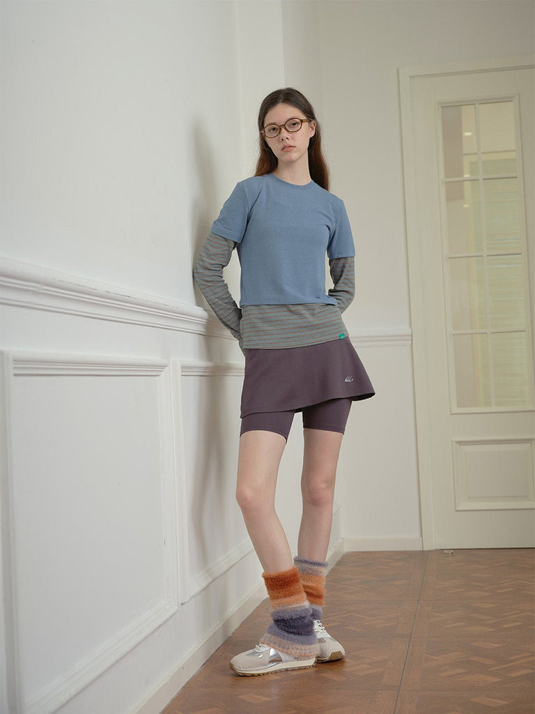 Guêtres douces moelleuses dégradé couleur, accessoires mode hiver, confort thermique, guêtres longues tricotées, chaussettes hautes fantaisie, modèle Gismène - Guêtre - Style 2