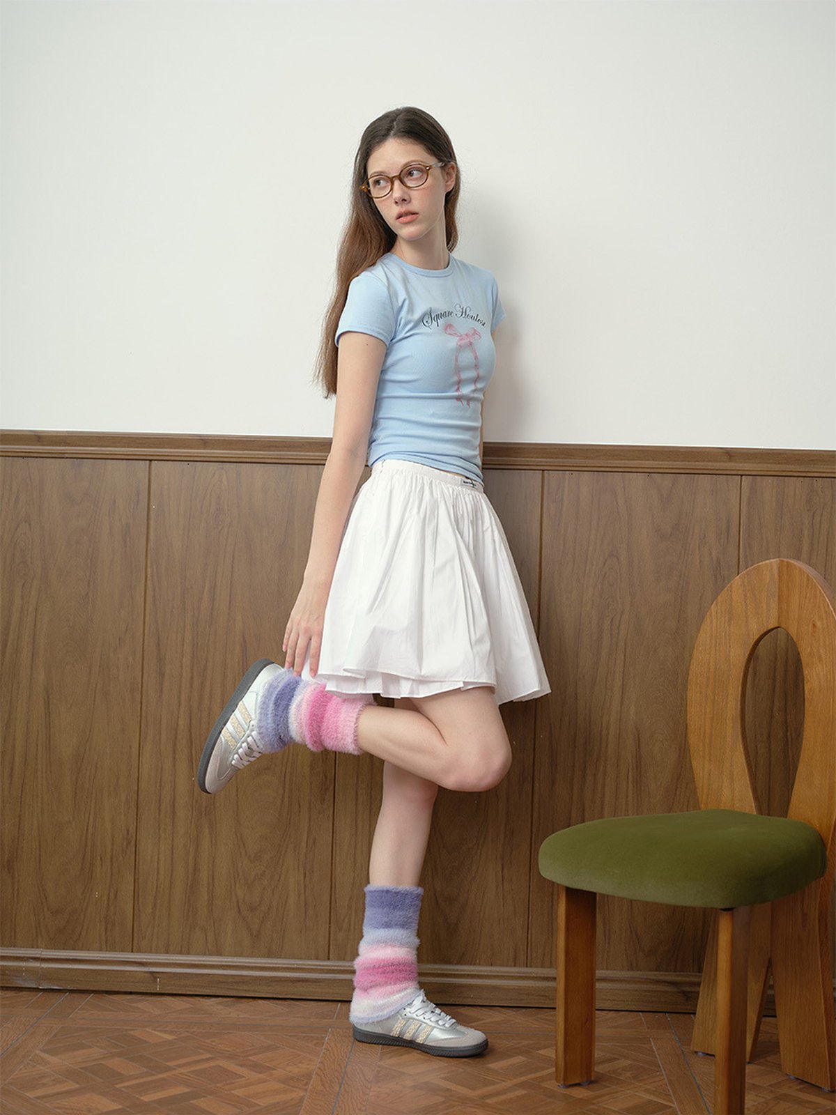 Guêtres douces moelleuses dégradé couleur, accessoires mode hiver, confort thermique, guêtres longues tricotées, chaussettes hautes fantaisie, modèle Gismène - Guêtre - Style 1