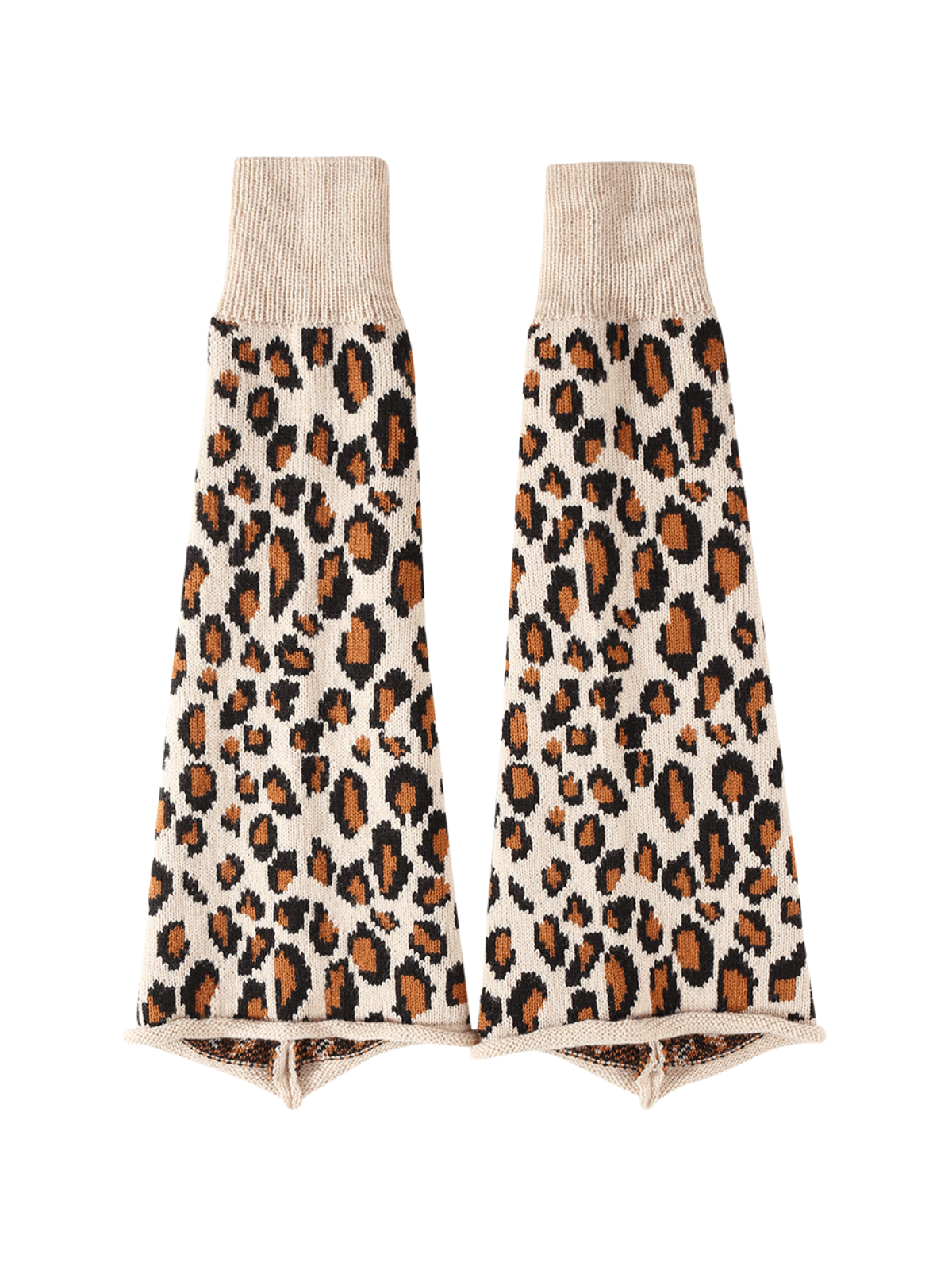 Guêtres léopard hiver, longues tricot, guêtres chaudes femme, fantaisie et tendance à la mode, modèle Fadèze - Guêtre - Beige