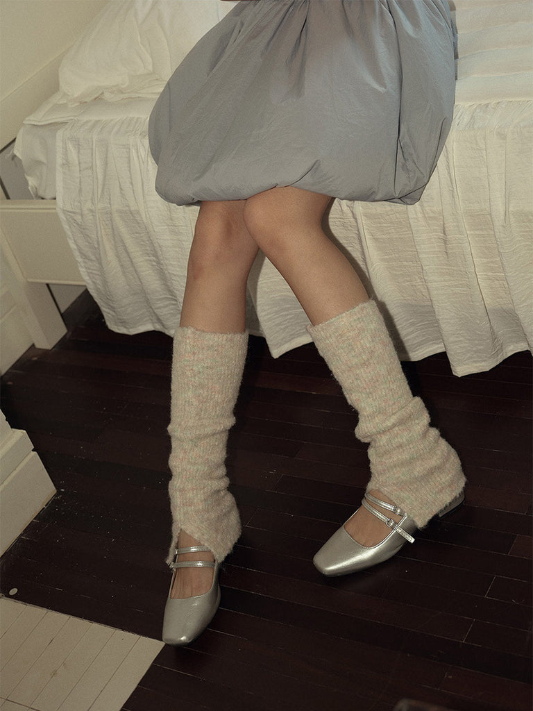 Guêtres tricotées femme hiver, accessoire chaud laine mélangée, guêtres longues douces, épaisses confortables, guêtres style ballet, modèle Noody - Guêtre - Beige