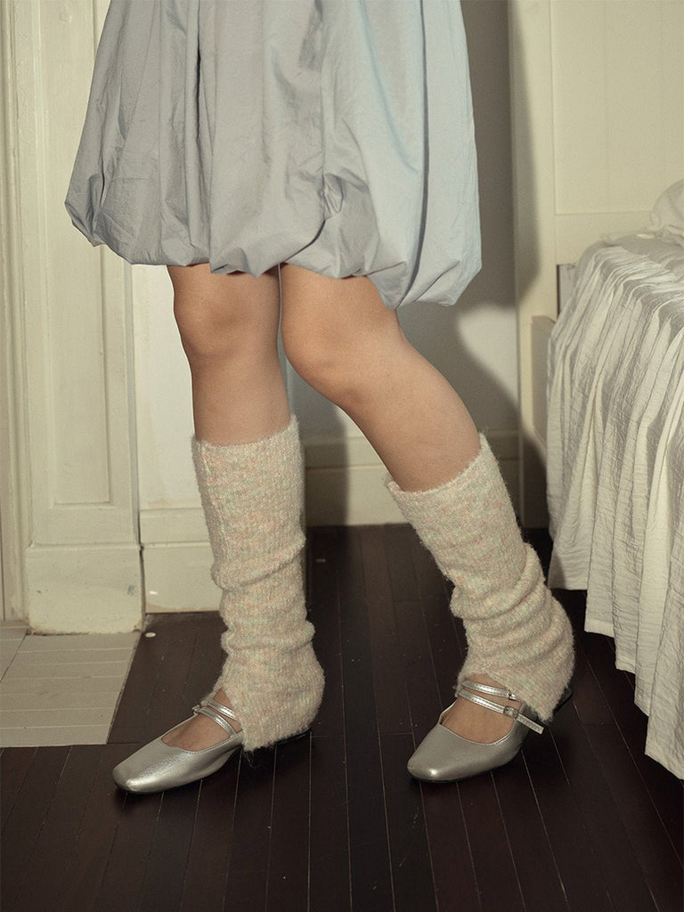 Guêtres tricotées femme hiver, accessoire chaud laine mélangée, guêtres longues douces, épaisses confortables, guêtres style ballet, modèle Noody - Guêtre - Beige