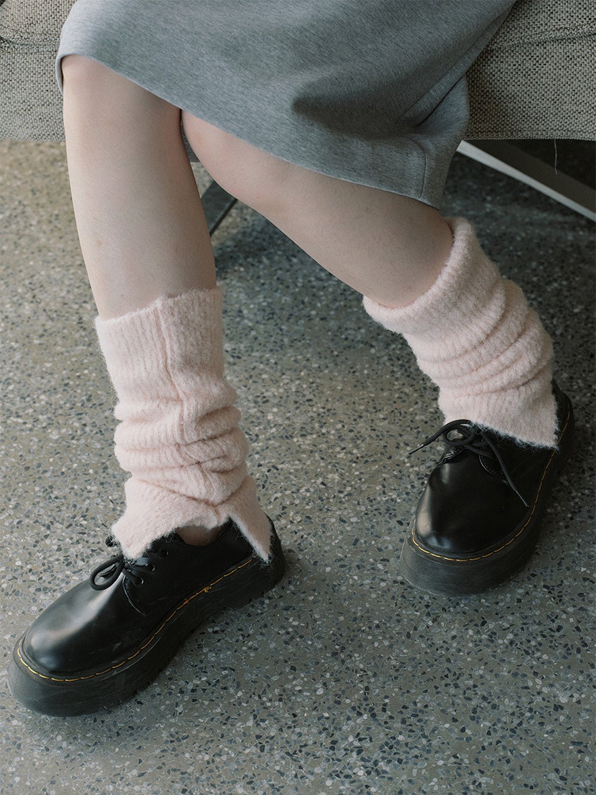 Guêtres tricotées femme hiver, accessoire chaud laine mélangée, guêtres longues douces, épaisses confortables, guêtres style ballet, modèle Noody - Guêtre - Rose