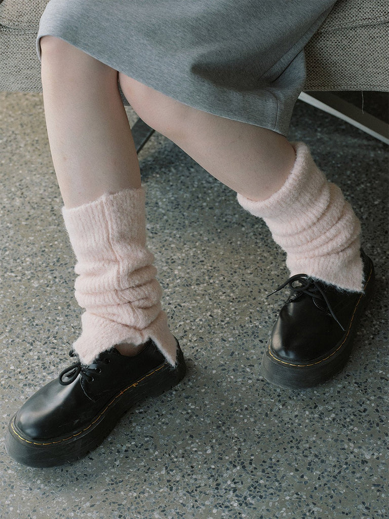 Guêtres tricotées femme hiver, accessoire chaud laine mélangée, guêtres longues douces, épaisses confortables, guêtres style ballet, modèle Noody - Guêtre - Rose