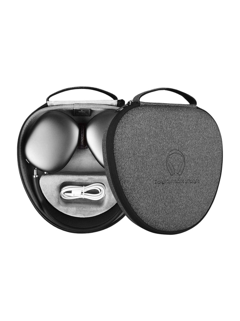 Housse AirPods Max, étui rigide intelligent, protection antichoc et anti - chute, intérieur doux, design fin et portable, simili vegan, rangement avec mode veille automatique, modèle Lerux - Accessoire AirPods Max - Gris