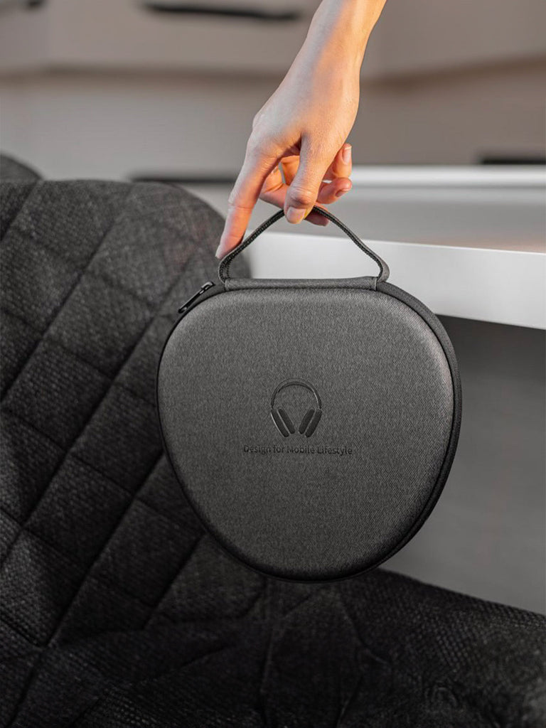 Housse AirPods Max, étui rigide intelligent, protection antichoc et anti - chute, intérieur doux, design fin et portable, simili vegan, rangement avec mode veille automatique, modèle Lerux - Accessoire AirPods Max - Noir