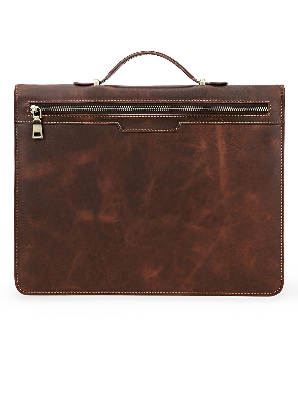 Housse en cuir marron pour ordinateur portable, tablette et documents, porte - cartes intégré, format A4, modèle Pamphil - Housse - Café