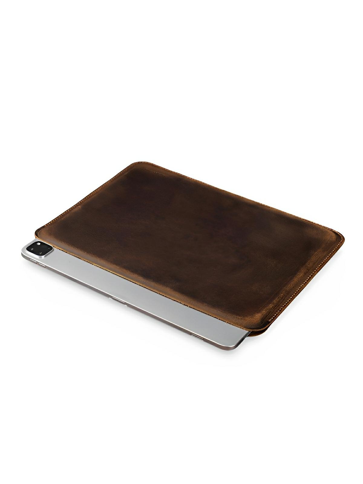 Housse en cuir pour iPad Pro 12.9 pouces, style vintage, design minimaliste, modèle Polycarpe - Housse - Café