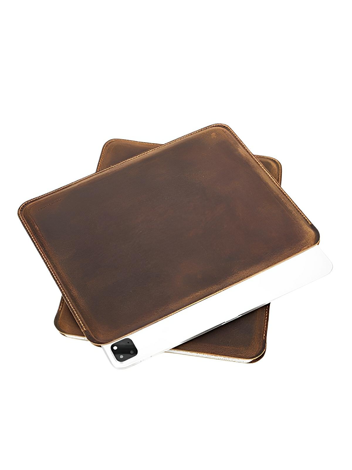 Housse en cuir pour iPad Pro 12.9 pouces, style vintage, design minimaliste, modèle Polycarpe - Housse - Café