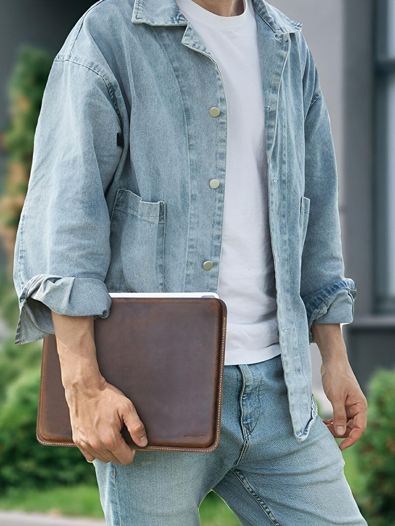 Housse en cuir pour iPad Pro 12.9 pouces, style vintage, design minimaliste, modèle Polycarpe - Housse - Café