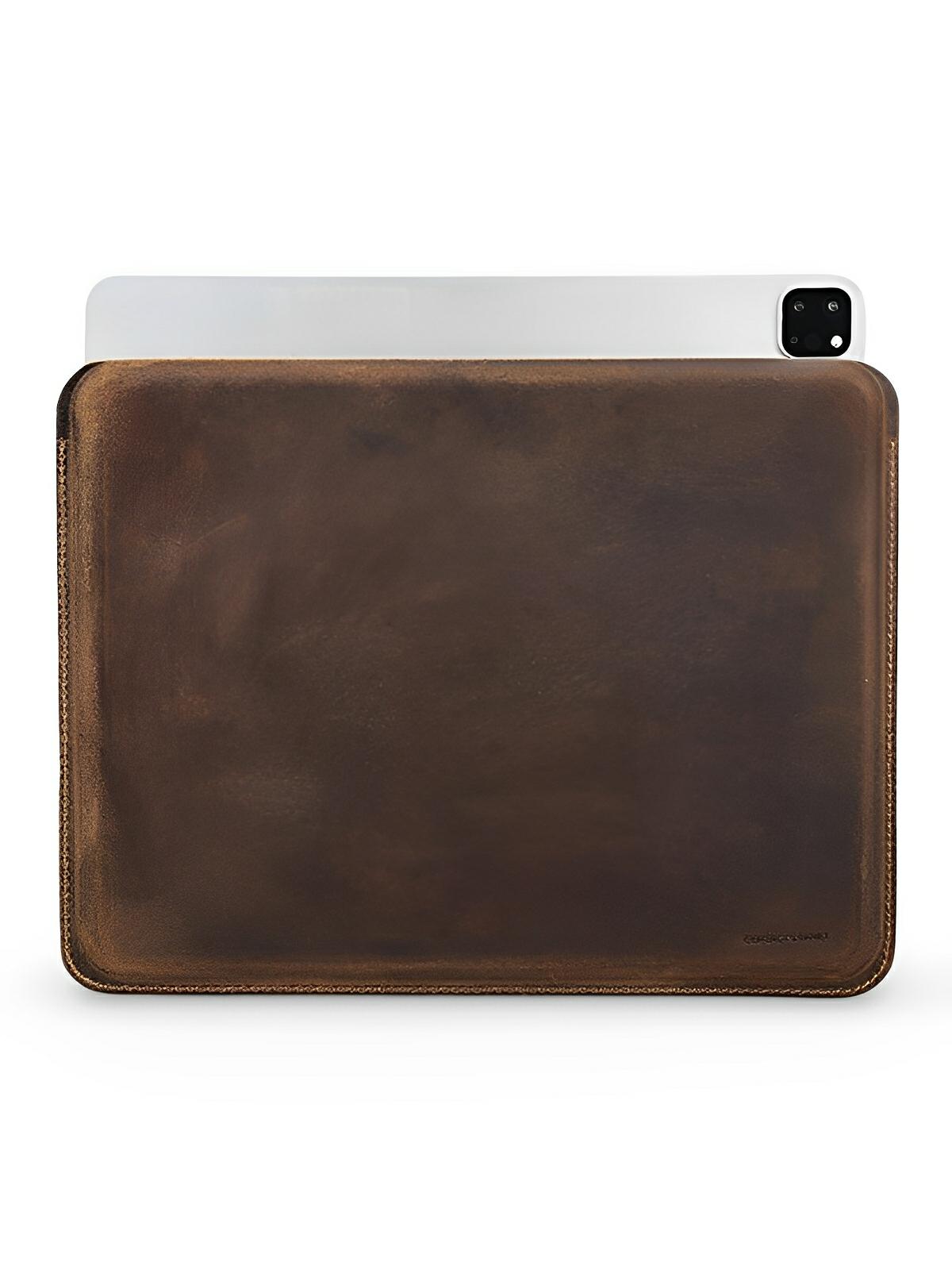 Housse en cuir pour iPad Pro 12.9 pouces, style vintage, design minimaliste, modèle Polycarpe - Housse - Café
