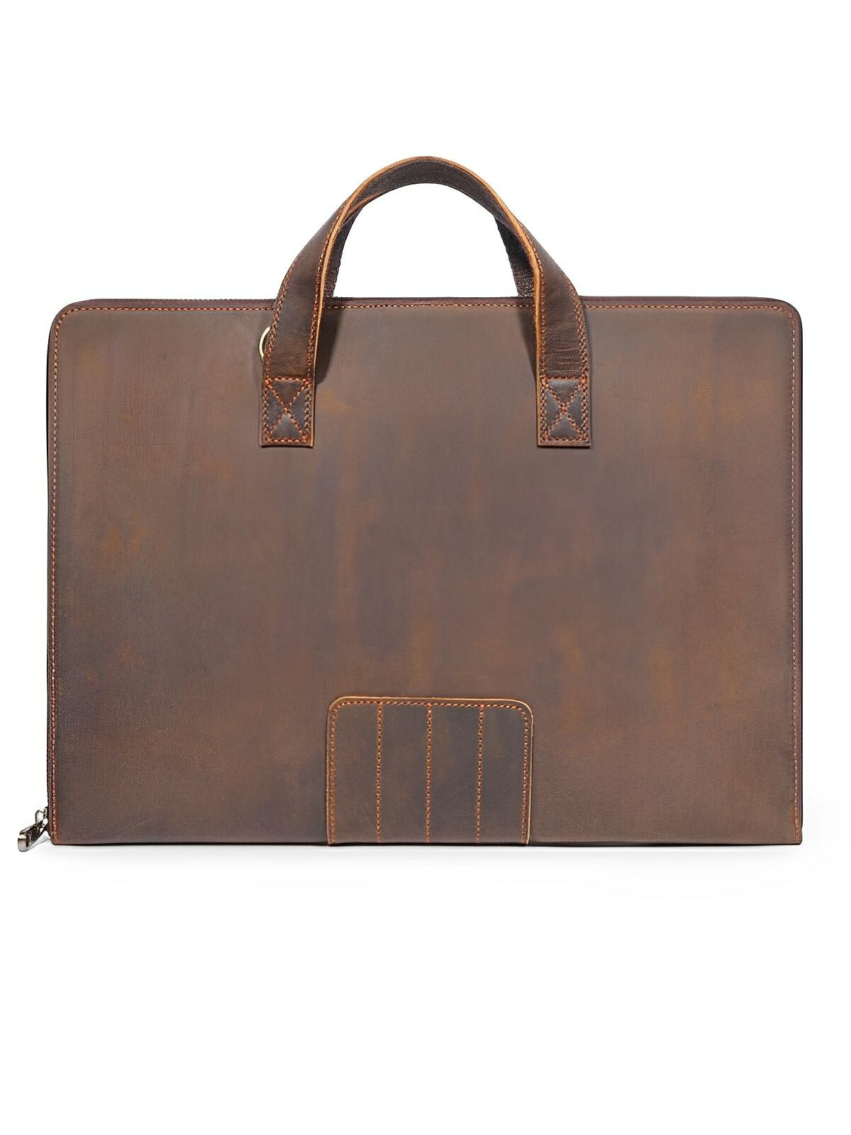 Housse en cuir pour ordinateur portable 14 pouces, pochette élégante avec bandoulière, modèle Patrocle - Housse - Marron