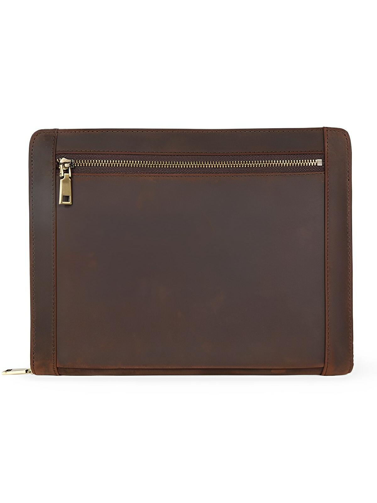 Housse en cuir véritable pour tablette, porte - documents et rangement à stylos, compatible iPad, style business, modèle Victorien - Housse - Café