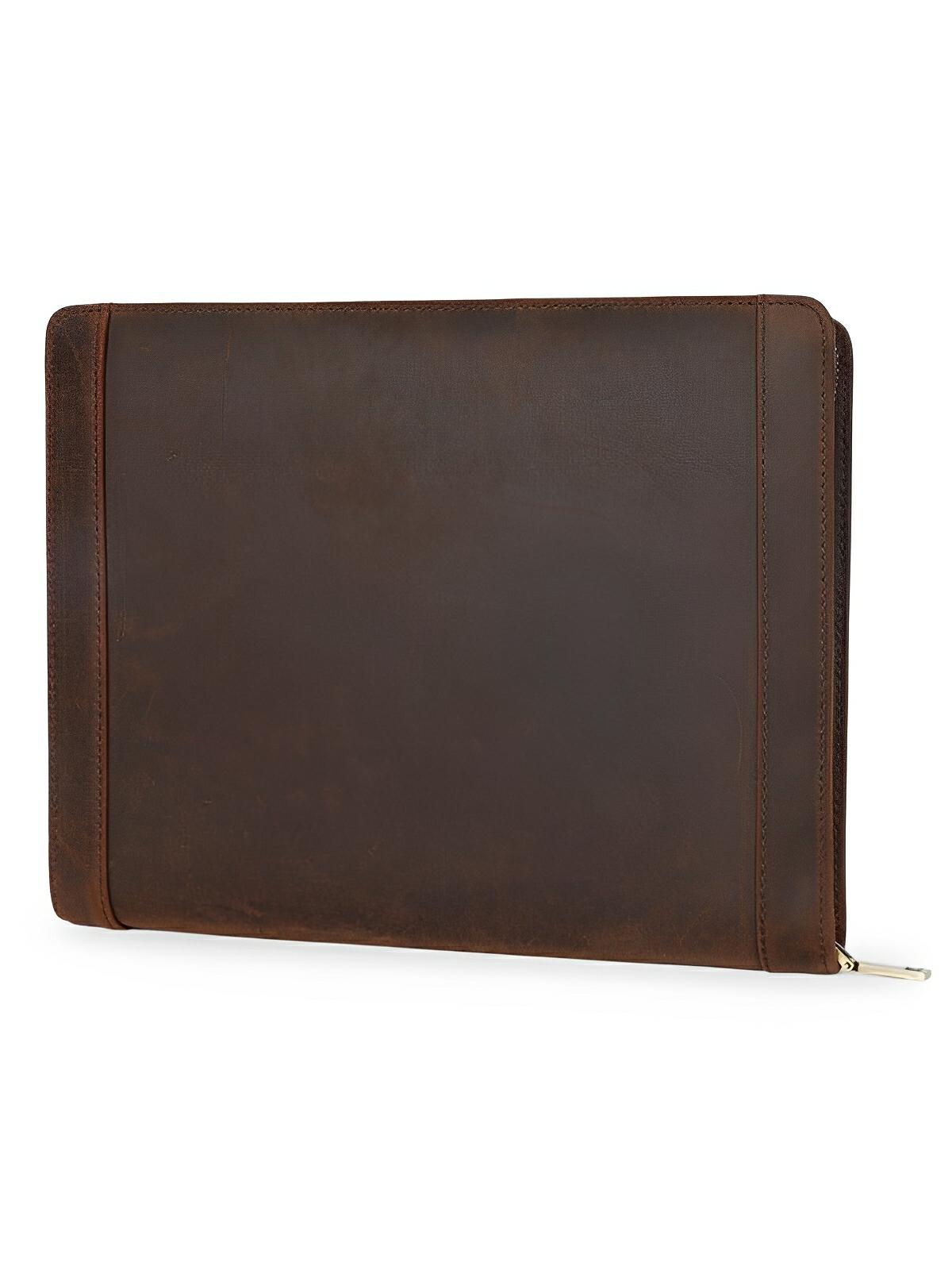 Housse en cuir véritable pour tablette, porte - documents et rangement à stylos, compatible iPad, style business, modèle Victorien - Housse - Café